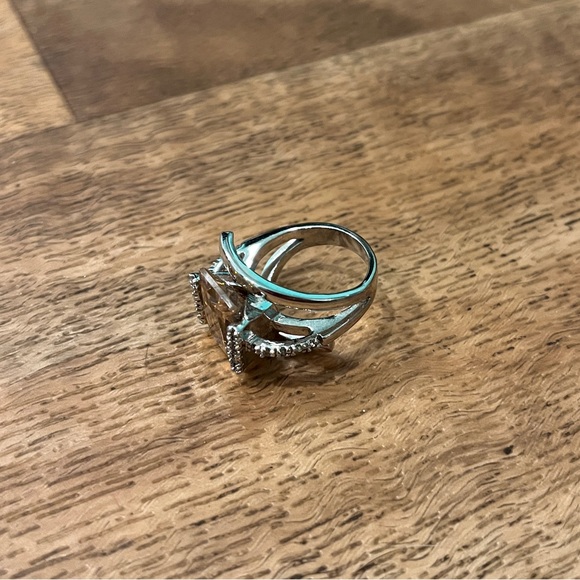 Pink Gem Silver Colored Cocktail Ring - Picture 2 of 3